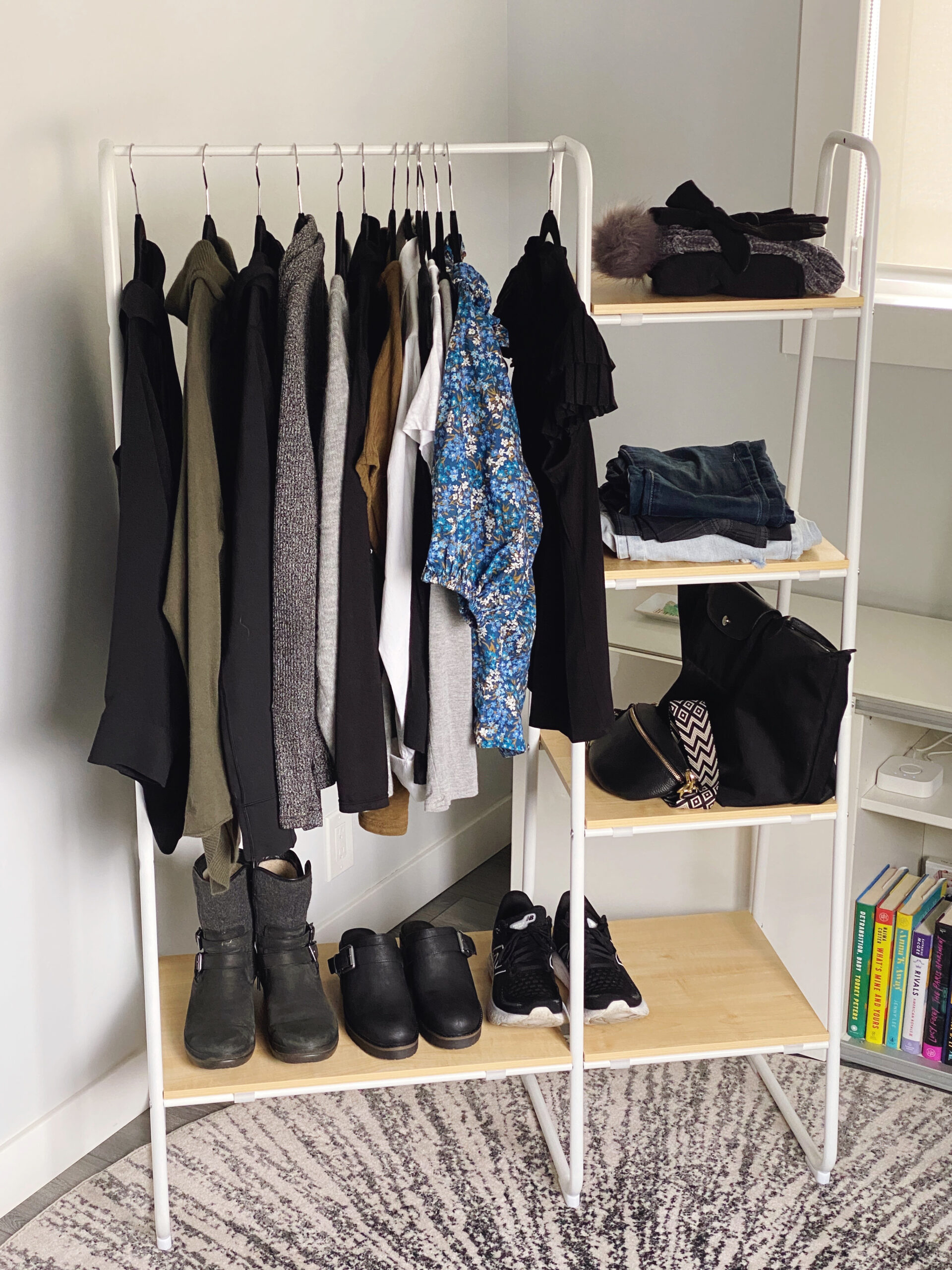My current capsule wardrobe including clothes, shoes and accessories.